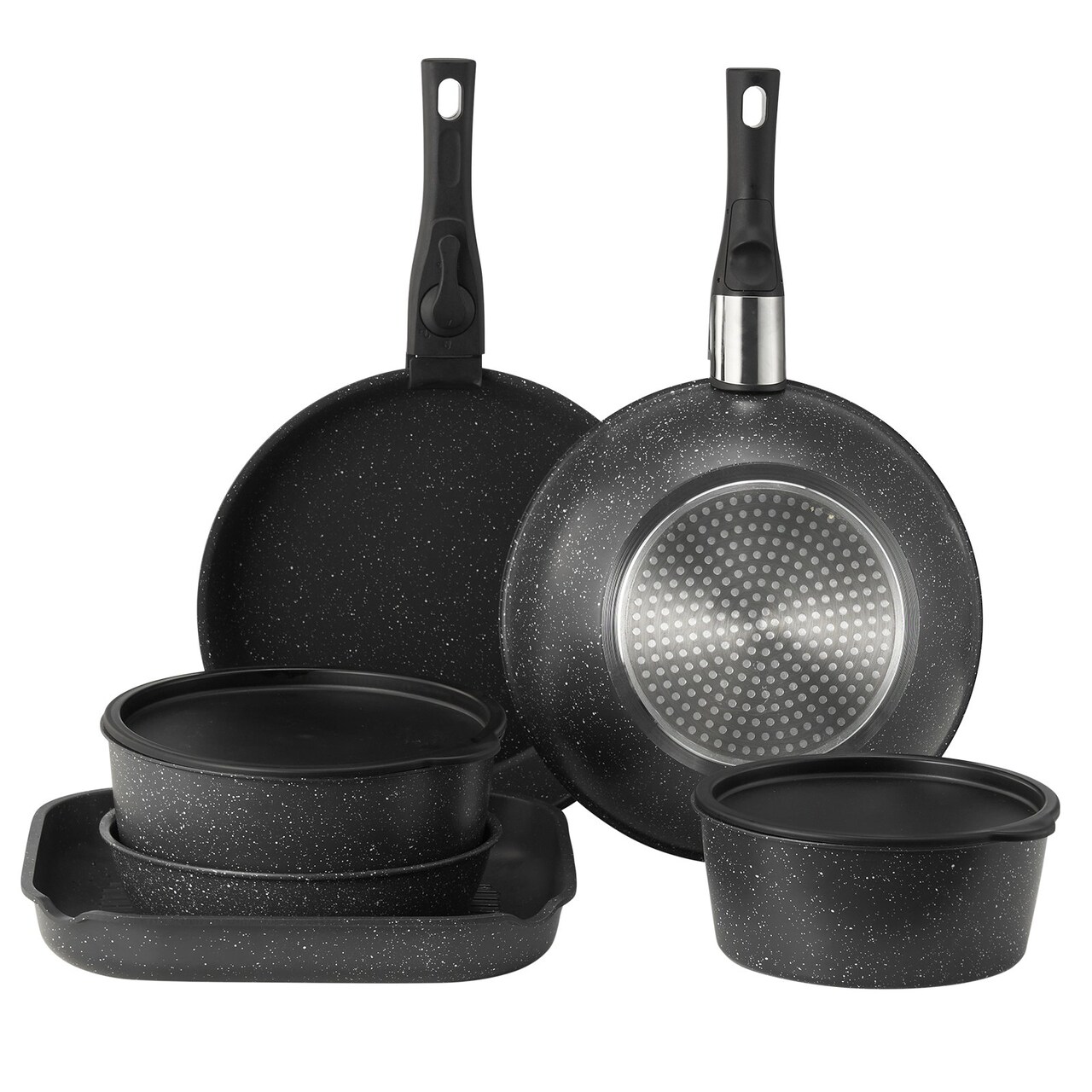 17-Piece Pots and Pans Set, Granite Nonstick Cookware with Detachable Handle, Oven Safe